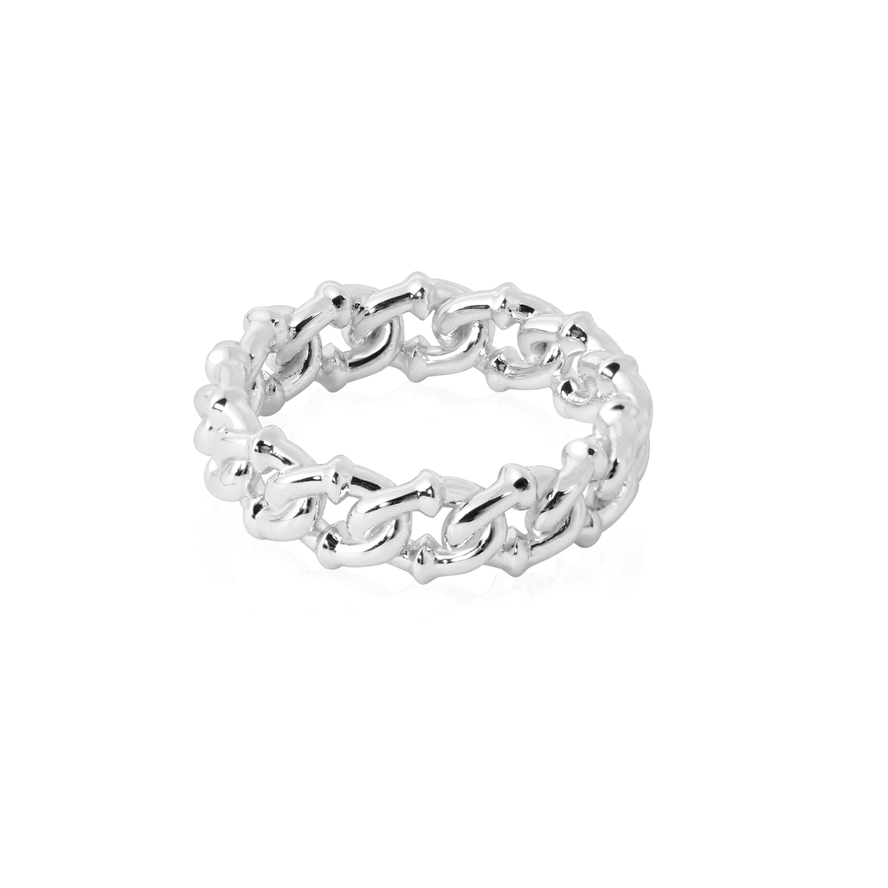 Hollow Curb Chain Ring - 999 Silver & 18K Gold