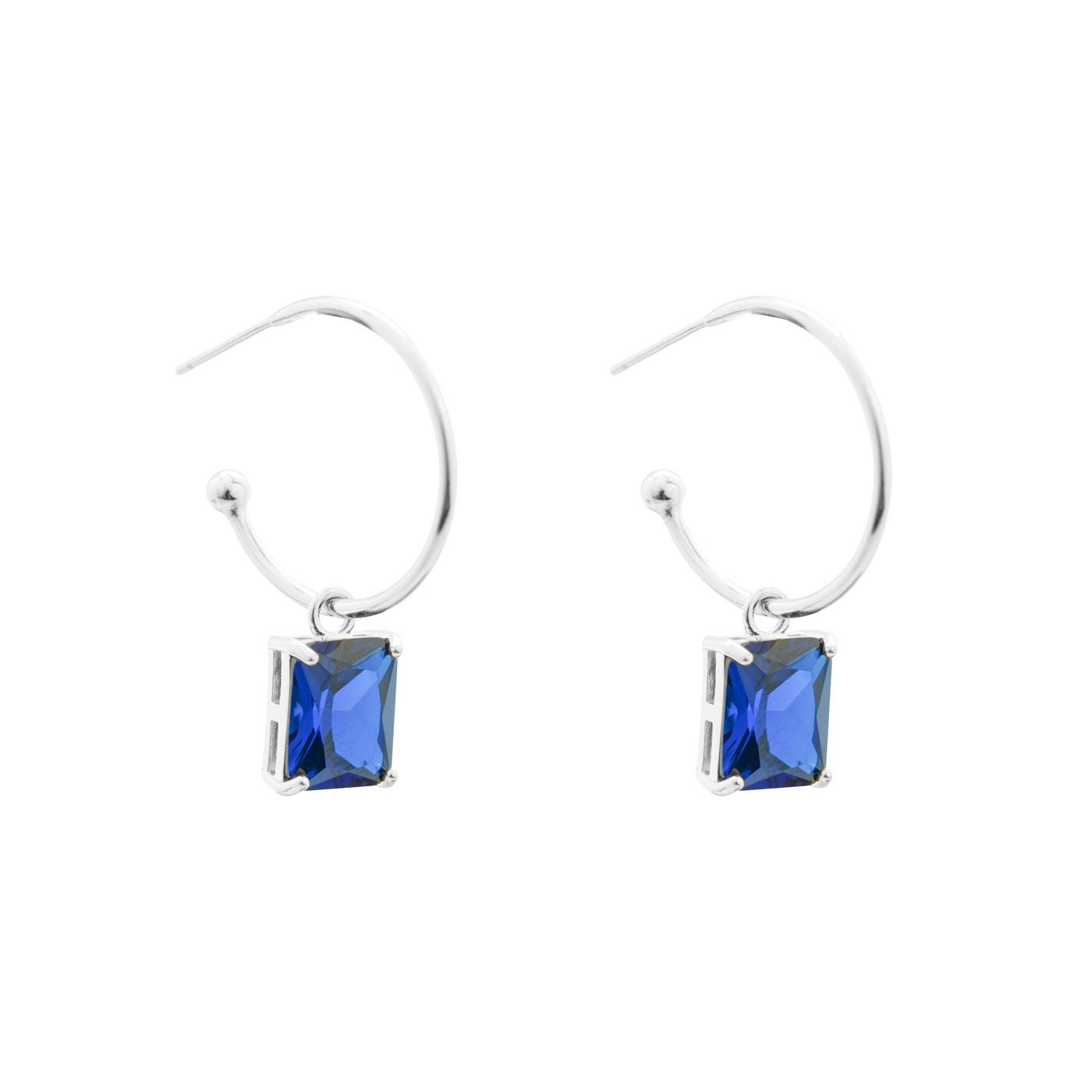 CZ Rectangle Hoop Earrings - 925 Sterling Silver