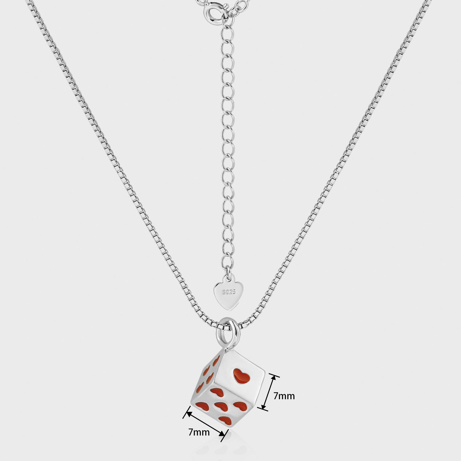 Multicolor Love Dice Necklace - 925 Sterling Silver