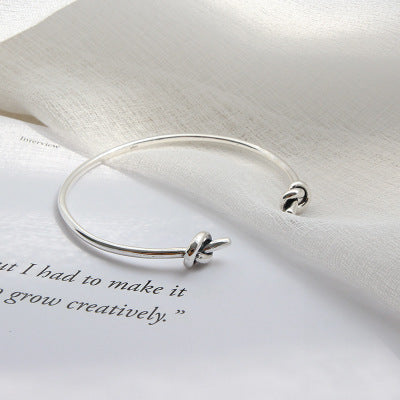 Vintage Two Knot Open Bangle - 925 Sterling Silver