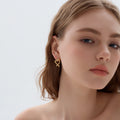 Honey Moon Hollow Heart Stud Earrings - 999 Sterling Silver