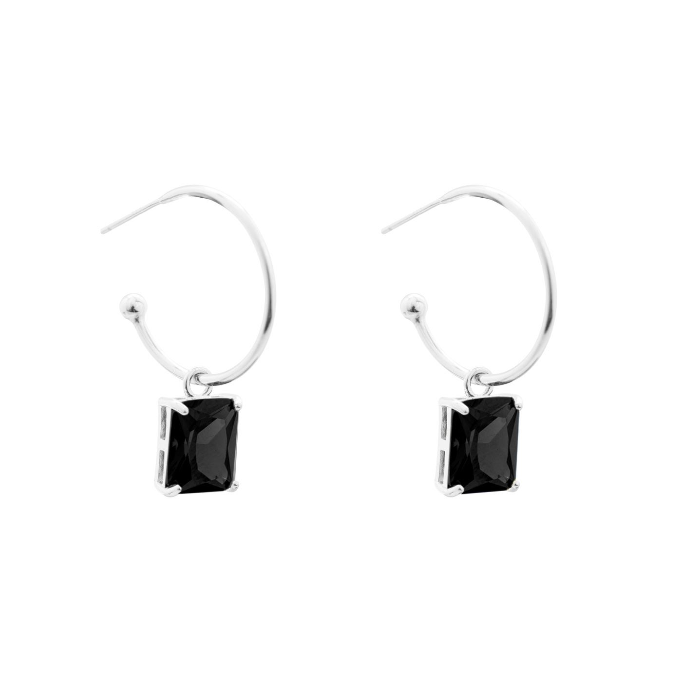 CZ Rectangle Hoop Earrings - 925 Sterling Silver