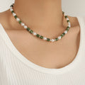 Pearl Green Tube Necklace - 925 Sterling Silver