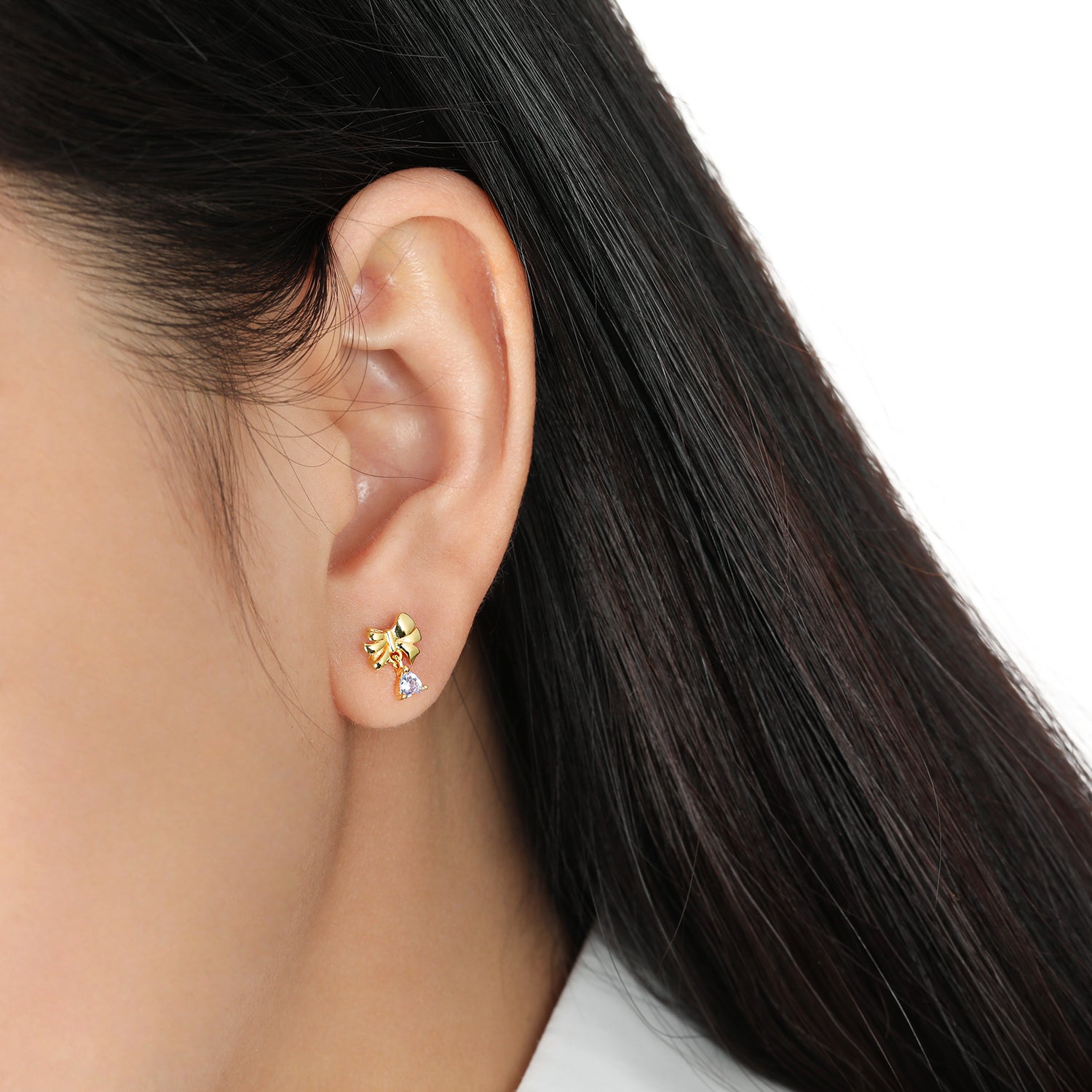 Bow-Knot Heart Drop Earrings - 925 Sterling Silver