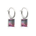 Rectangle Crystal Hoop Earrings - 925 Sterling Silver