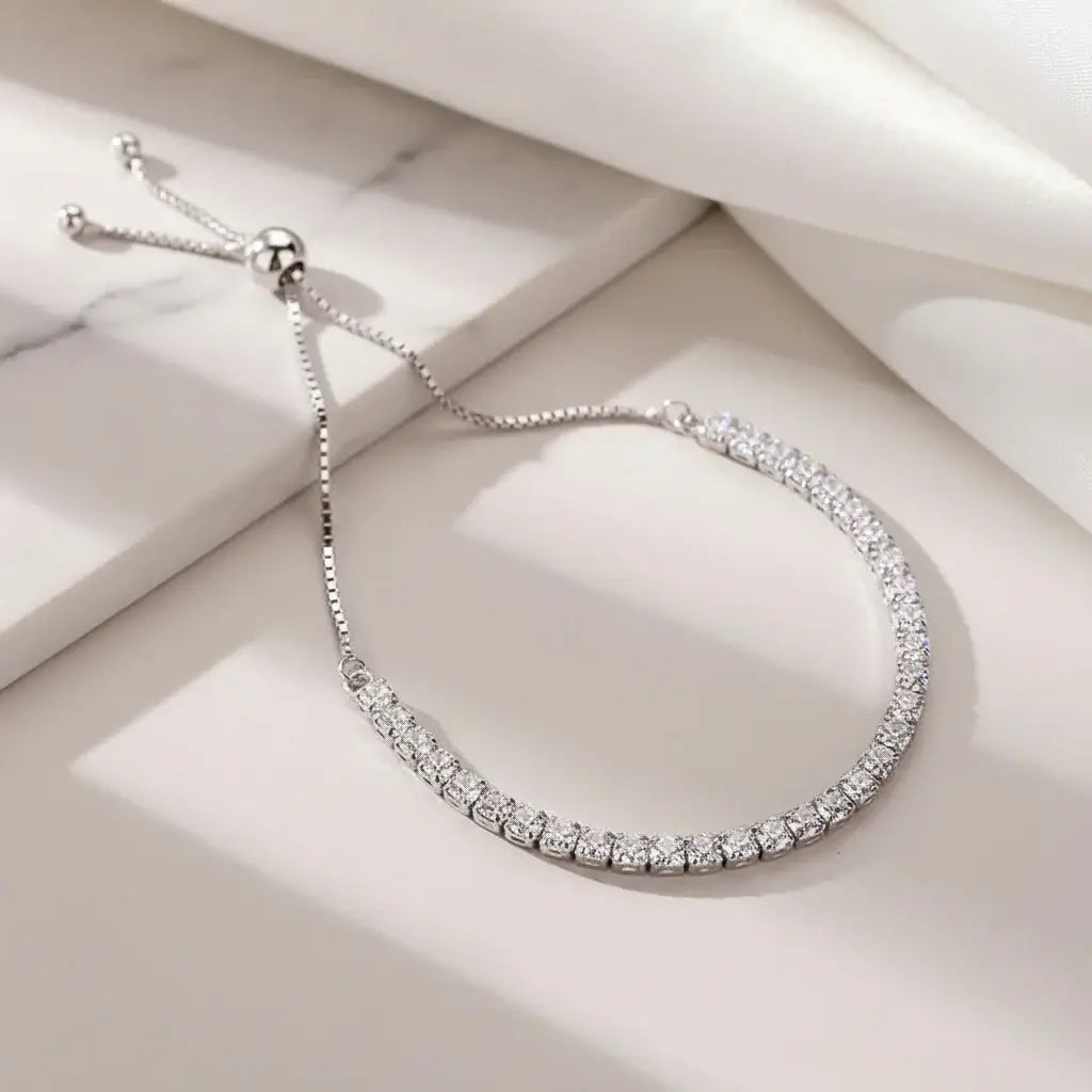 Brilliant-Cut Moissanite Tennis Bracelet | 925 Sterling Silver | Adjustable