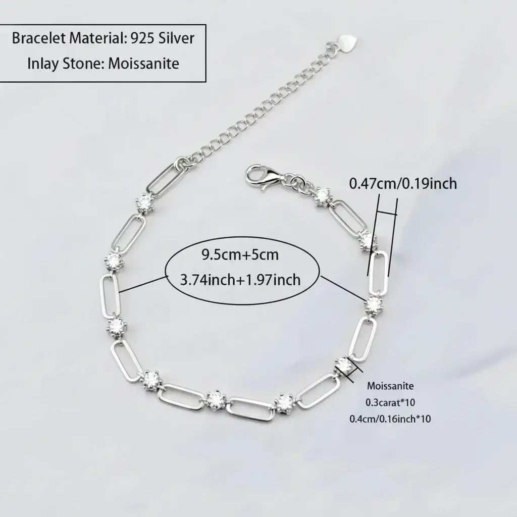 18K Gold-Plated Moissanite Tennis Bracelet | 925 Sterling Silver | Adjustable