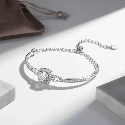 1 Carat Square Moissanite Bracelet | 925 Sterling Silver | Rhodium-Plated