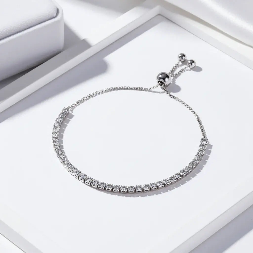 Brilliant-Cut Moissanite Tennis Bracelet | 925 Sterling Silver | Adjustable