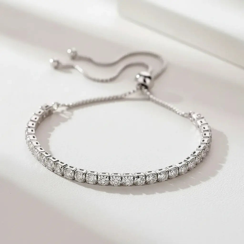 Brilliant-Cut Moissanite Tennis Bracelet | 925 Sterling Silver | Adjustable