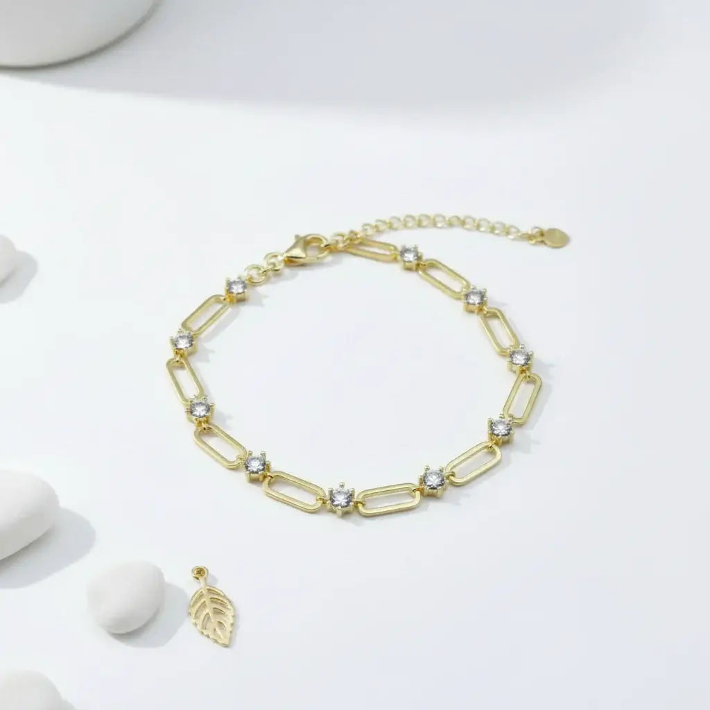 18K Gold-Plated Moissanite Tennis Bracelet | 925 Sterling Silver | Adjustable