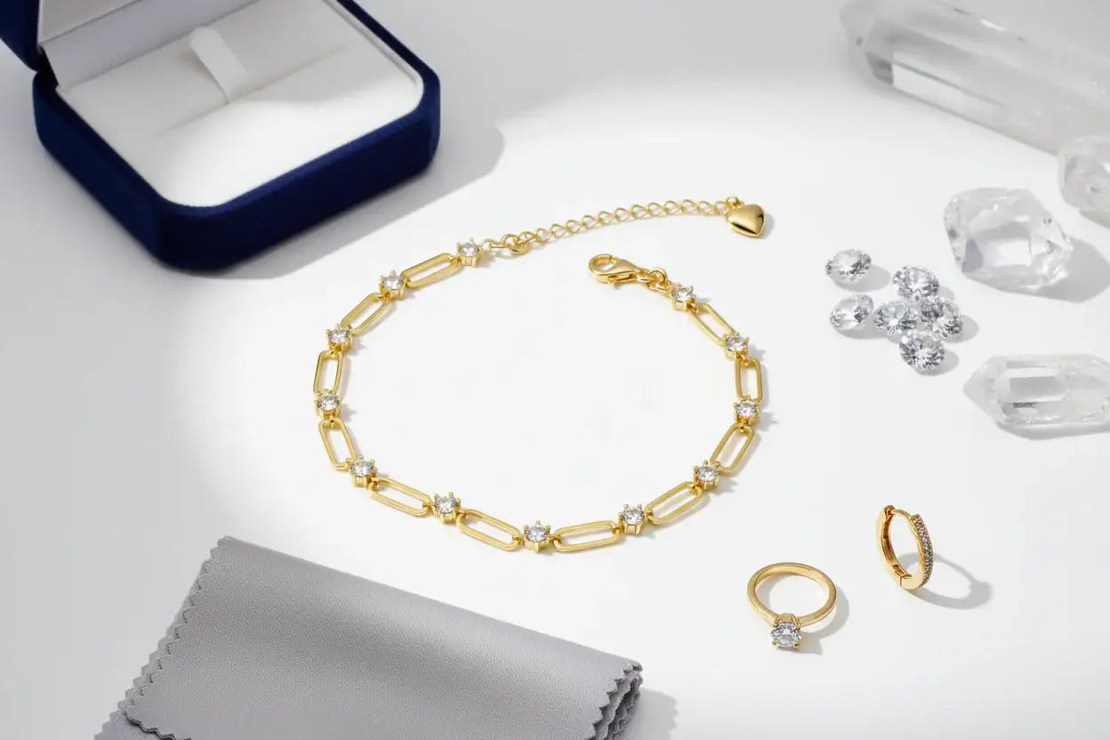 18K Gold-Plated Moissanite Tennis Bracelet | 925 Sterling Silver | Adjustable