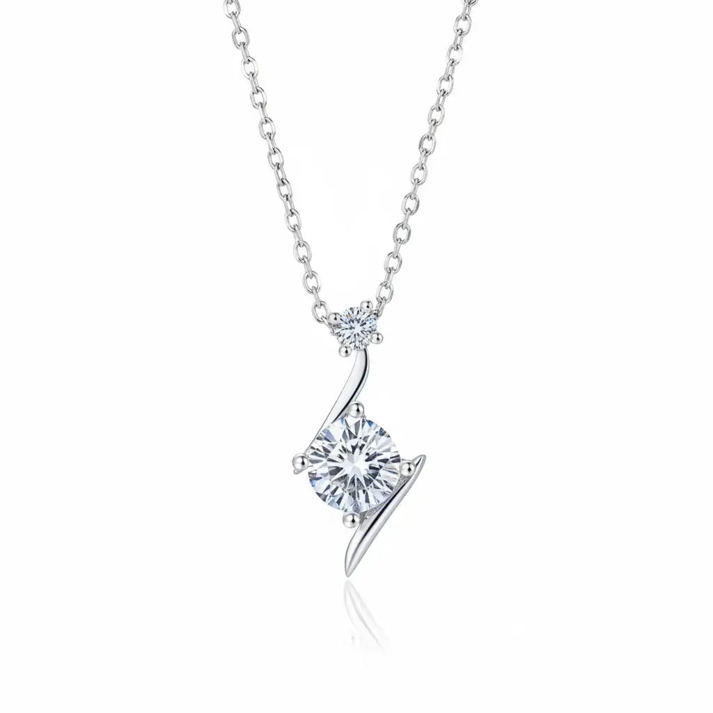 1 Carat D-Colour Moissanite Pendant Necklace | 925 Sterling Silver