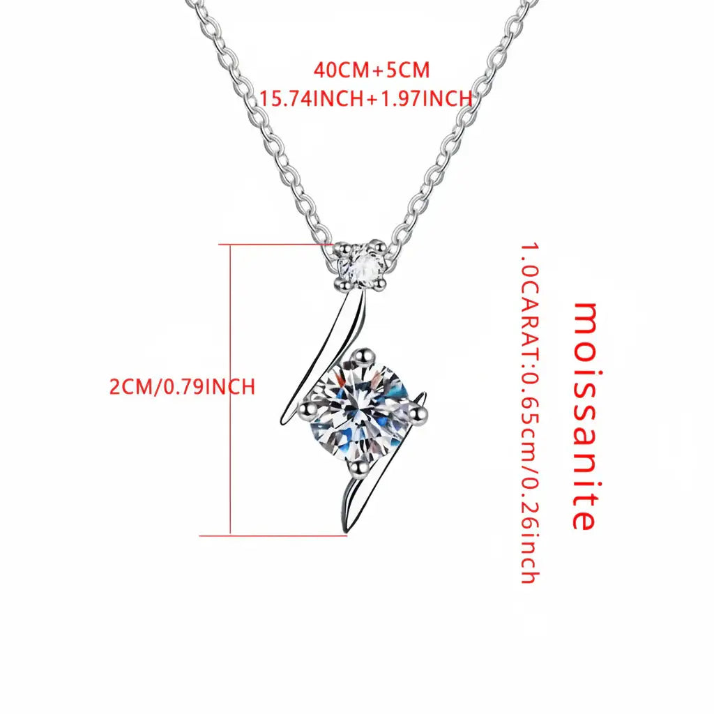 1 Carat D-Colour Moissanite Pendant Necklace | 925 Sterling Silver