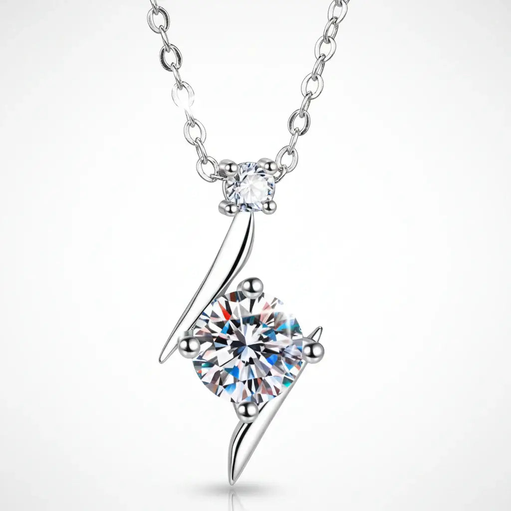 1 Carat D-Colour Moissanite Pendant Necklace | 925 Sterling Silver