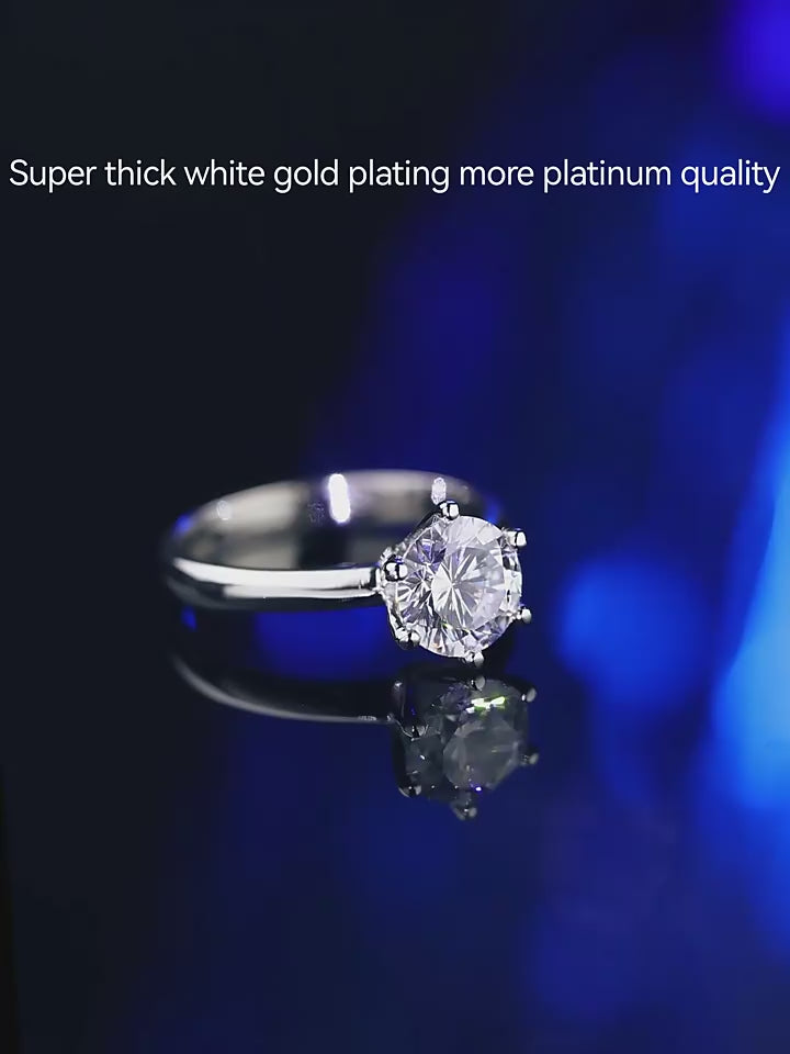 Six Claw Moissanite Solitaire Ring | 3ct VVS1 D Colour | GRA Certified | S925 Silver | Rhodium Plated