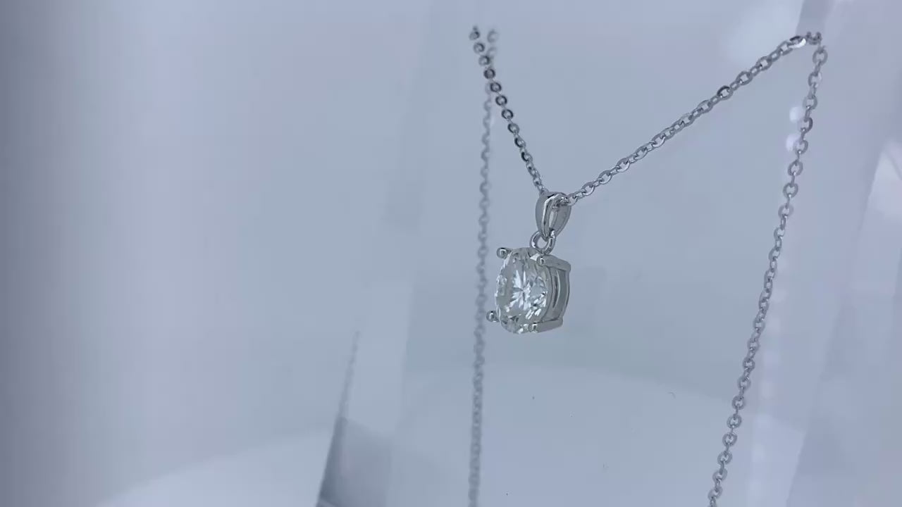 Moissanite Dangle Pendant Necklace | Rhodium Finish | S925 Sterling Silver | GRA Certified