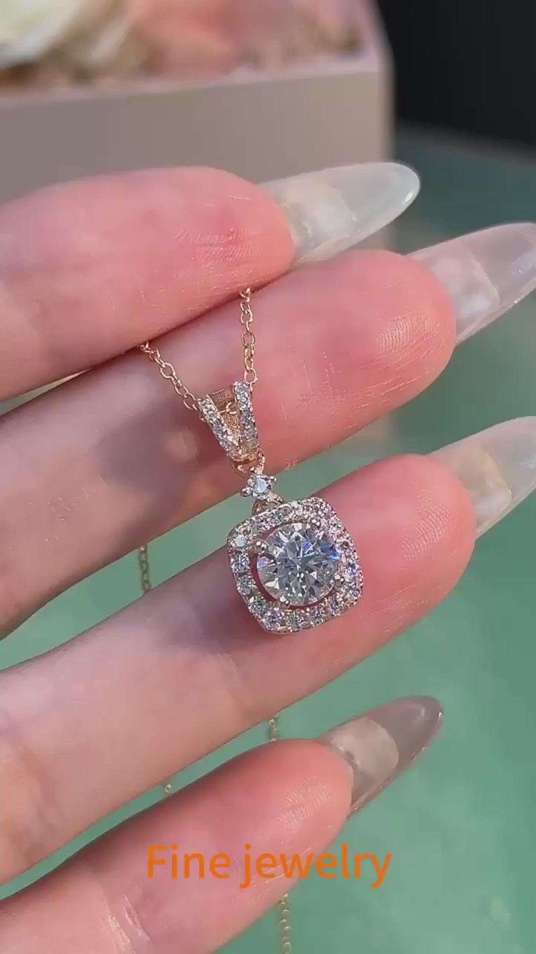 S925 Sterling Silver Moissanite Pendant Necklace – Rhodium & Rose Gold Finish | GRA Certified