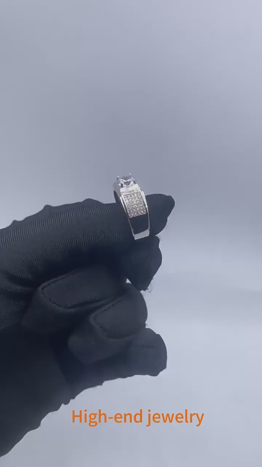 1Ct VVS1 Moissanite Men's Ring Band | Full Star Cut | Rhodium Finish | 925 Sterling Silver | GRA Certified