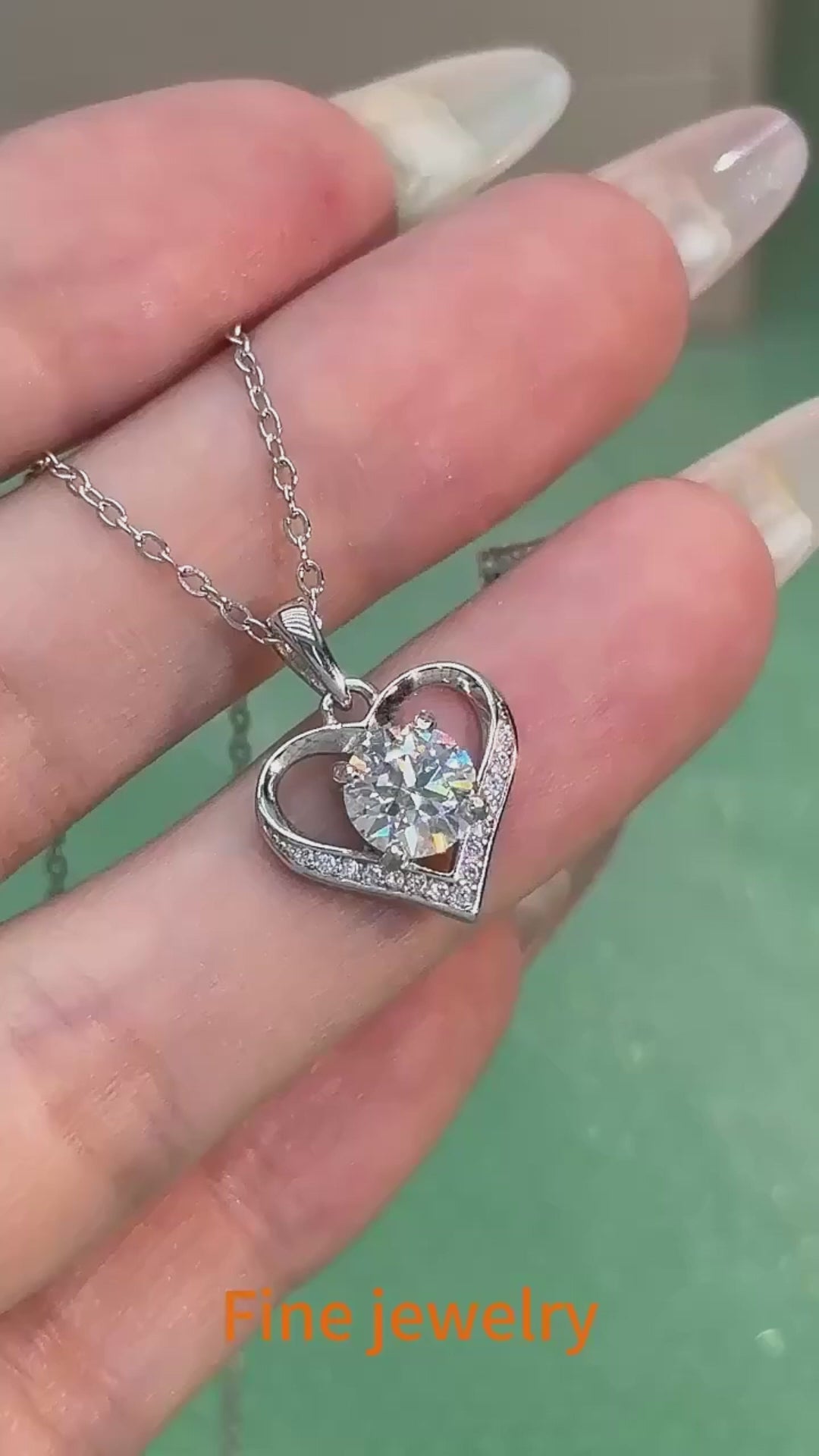 Heart Shape Moissanite Pendant Necklace | 18K Gold & Rhodium Finish | S925 Sterling Silver | GRA Certified