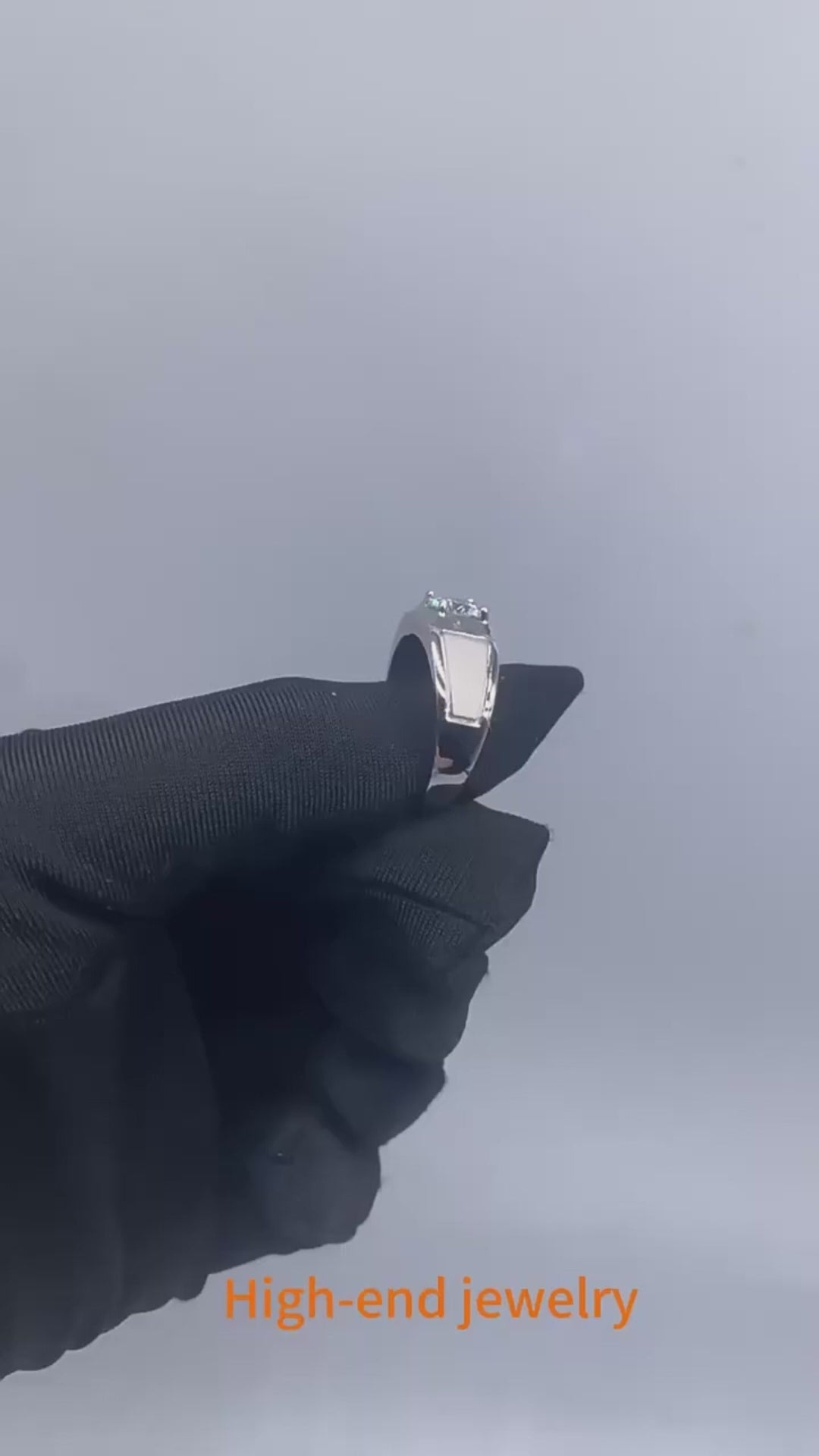 1Ct & 2Ct VVS1 Moissanite Men's Ring | Claw Set | Rhodium Finish | 925 Sterling Silver | GRA Certified