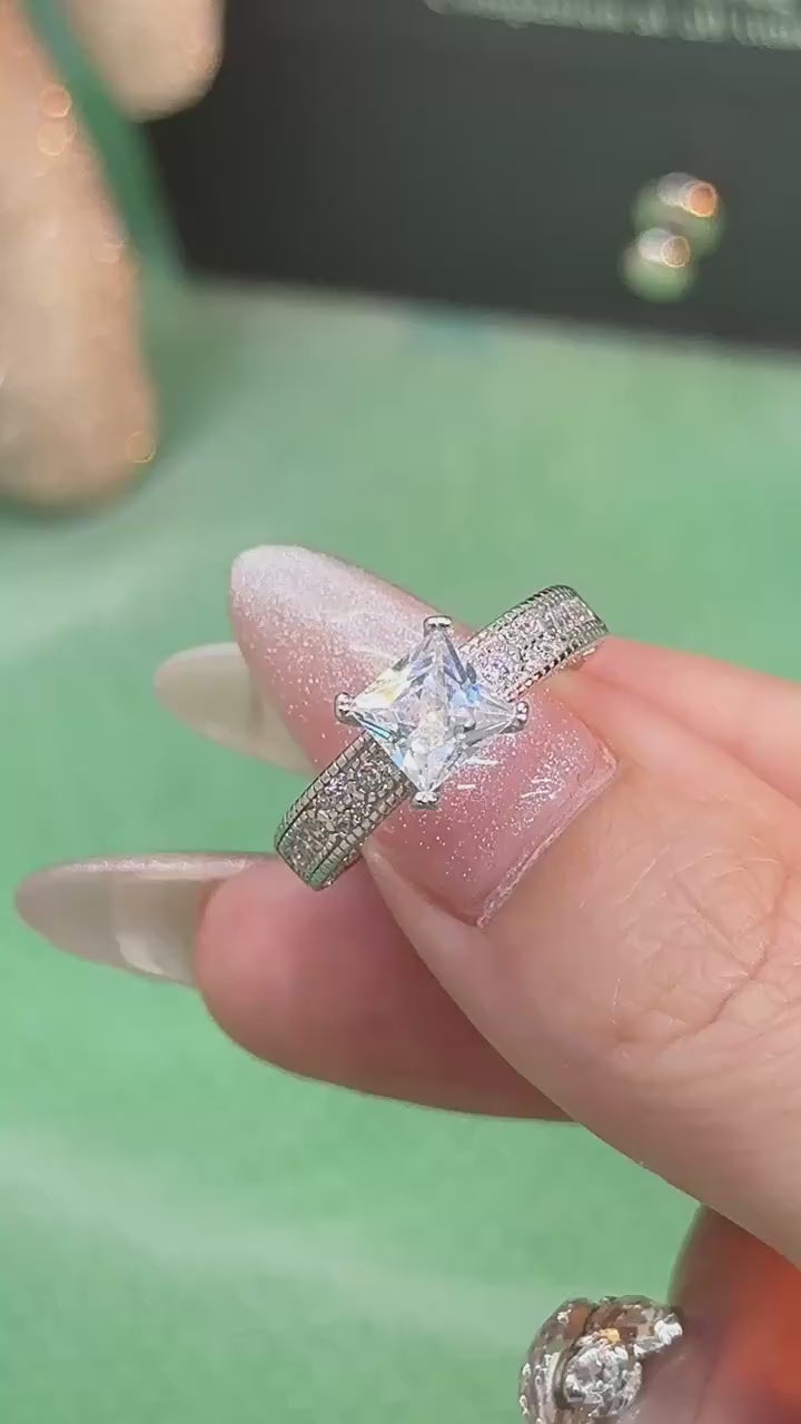 Princess Cut Moissanite Engagement Ring | 1.2ct VVS1 D Colour | GRA Certified | S925 Silver | Rhodium Plated