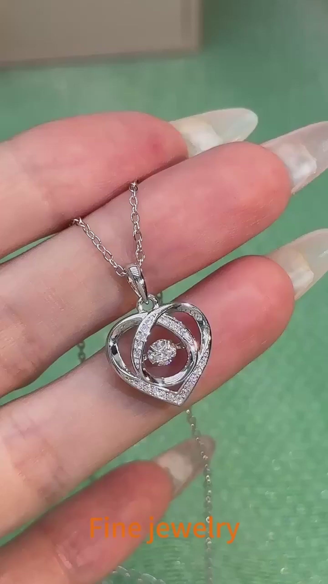 S925 Sterling Silver Heart Shape Moissanite Pendant Necklace – 18K Gold & Rhodium Finish | GRA Certified