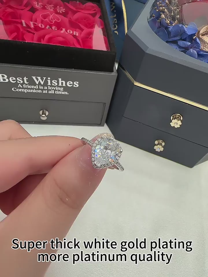 Pear Cut Moissanite Engagement Ring | 3CT & 5CT | 925 Sterling Silver | Rhodium Finish | GRA Certified