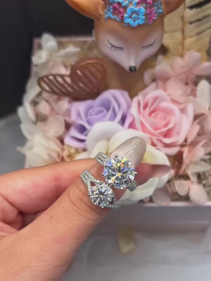 Four Claw Moissanite Solitaire Ring | 2ct & 5ct VVS1 D Colour | GRA Certified | S925 Silver | Rhodium Plated