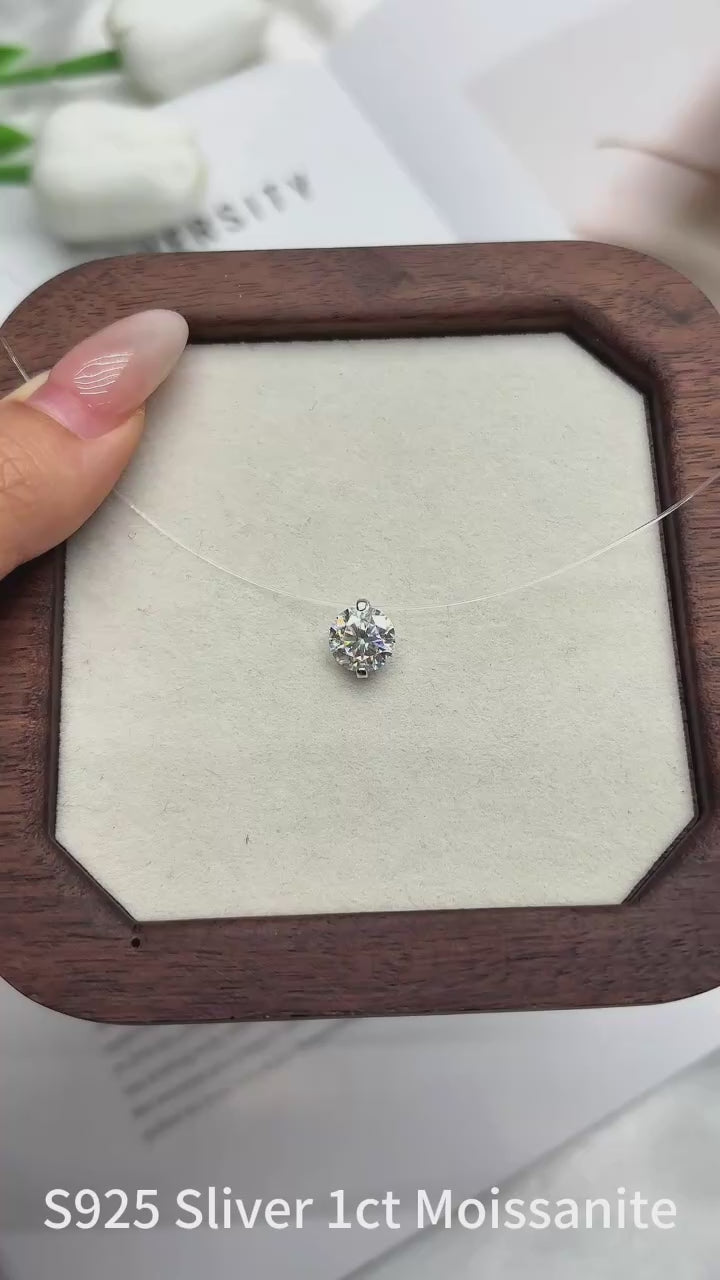 Oval Cut Moissanite Pendant Necklace | Rhodium Finish | S925 Sterling Silver | GRA Certified