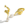 Natural Pearl Stud Earrings - 999 Silver & 18K Gold