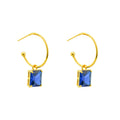 CZ Rectangle Hoop Earrings - 925 Sterling Silver